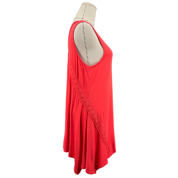 Cupio Womens Dark Pink V Neck Sleeveless Pleated Front Lace Dress Size Large - Picture 4 of 12